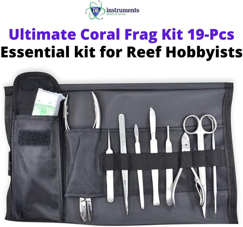 DR Instruments 10FK Ultimate Coral Fragging and Coral Propagation Kit - 19 Piece Stainless Steel Tool Set with Rollup Case - Image 4